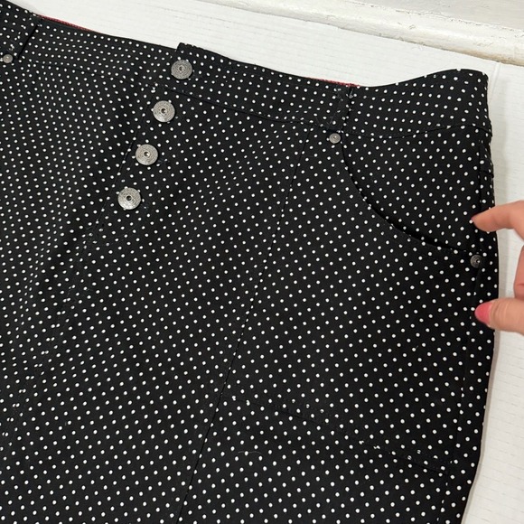 Sabrina Lauren Mini Skirt Black White Polka Dot Stretch Pocket Preppy Classic - Picture 3 of 14